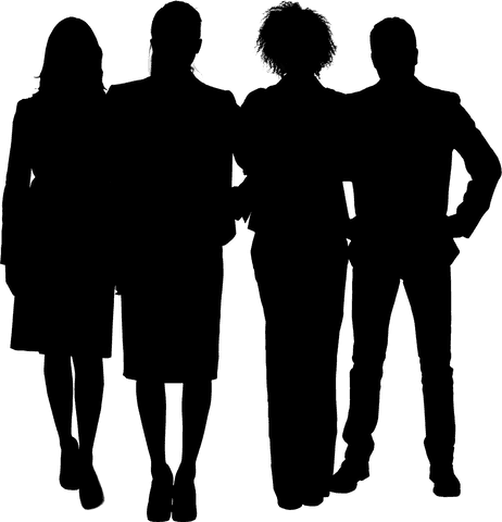 Transparent silhouettes of professionals collaborating