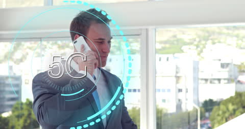 Businessman Discussing in Modern Network Communication Overlay