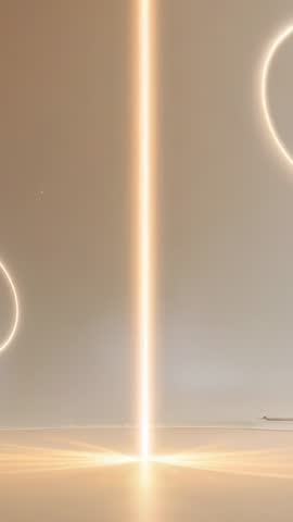 Futuristic Golden Beam Rising with Pulsing Rings Vertical Looping Clip for Mobile Screens