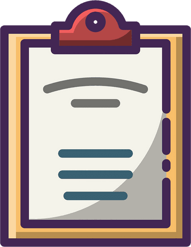 Cartoon style clipboard with open space for text on transparent background