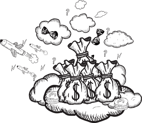 Digital Illustration of Money Sacks on Transparent Background