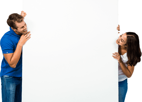 Smiling Couple Behind Transparent Board Interacting - Download Free Stock Videos Pikwizard.com