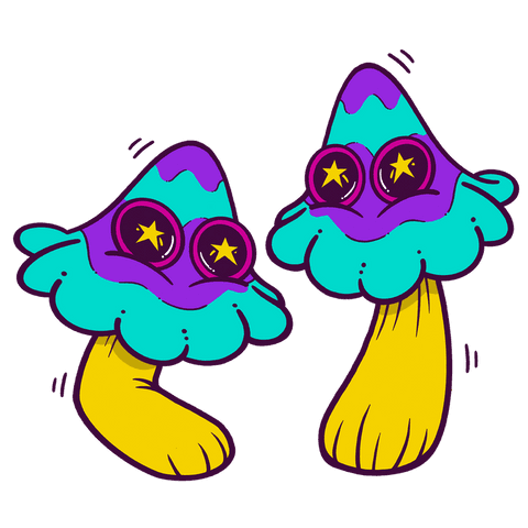 playful star-eyed mushroom characters on transparent background - Download Free Stock Videos Pikwizard.com