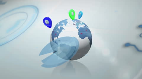 Animated Globe with Location Pins Highlighting Global Finance