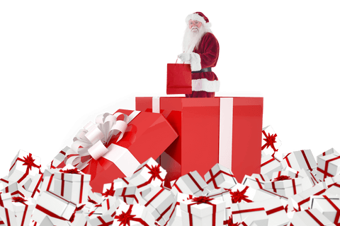 Santa Claus Enjoying Festive Large Transparent Gift Pack - Download Free Stock Videos Pikwizard.com