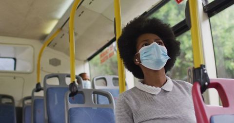 Businesswoman Wearing Face Mask on Public Bus During Pandemic - Download Free Stock Images Pikwizard.com