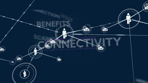 Digital Network Interface with Connectivity Icons and Text
