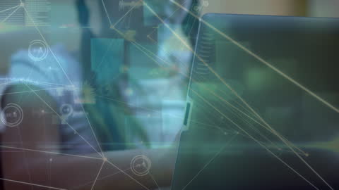 Student Utilizing Digital Tablet With Network Visualizations