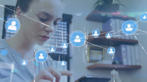 Businesswoman Connected to Digital Network Through Smartphone