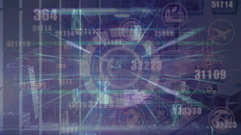 Futuristic Digital Network with Cityscape Overlay