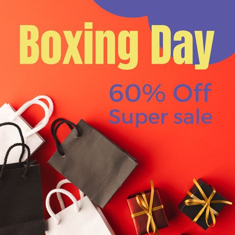 boxing day shopping sale: discount promotion with gift bags - Download Free Stock Templates Pikwizard.com