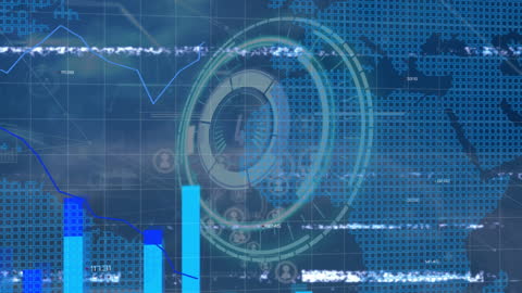Futuristic Data Charts with Digital Security Interface