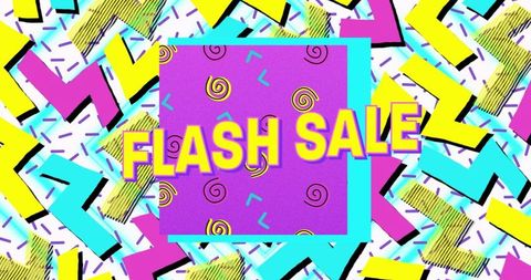 Colorful Flash Sale Banner with Abstract Geometric Patterns