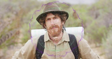 Male hiker exploring wilderness with backpack and camping gear