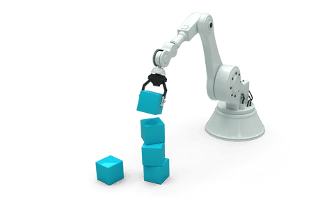 transparent robot arm stacking blue cubes dynamically - Download Free Stock Videos Pikwizard.com