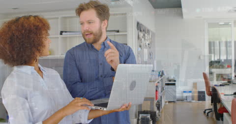 Diverse Team Analyzing Data with Modern Office Background