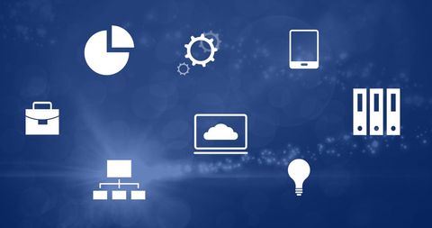 Digital Transformation Icons on Blue Background - Download Free Stock Images Pikwizard.com