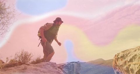 Adventurous Hiker on Scenic Mountain Ridge Trail