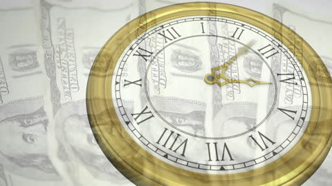 Overlap of Time and Money Conceptual Image with Currency