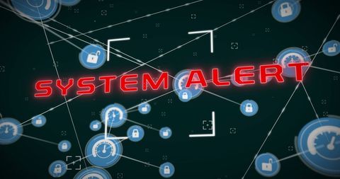 System Alert with Network Connections and Data Icons