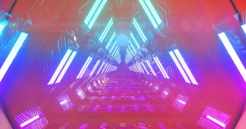 Futuristic neon passageway with vibrant concentric patterns
