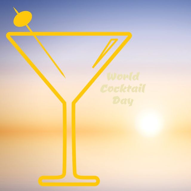 Perfect for promoting World Cocktail Day events and celebrations, this design features a minimalist cocktail icon overlay on a serene gradient background. Ideal for social media posts, online advertisements, and event invitations to create awareness and celebrate the art of cocktails.