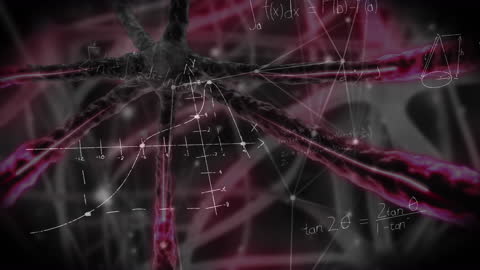 Complex Mathematical Equations Overlaying Interconnected Neurons