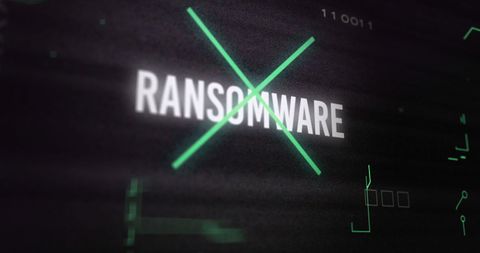 Ransomware alert and data security concept
