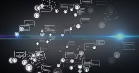 Futuristic digital communication with chat bubbles