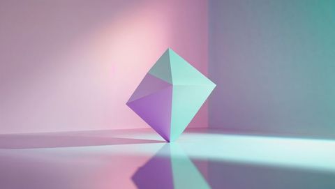 Abstract Polyhedron Balancing in Pastel-Hued Studio