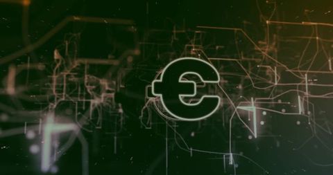 Glowing Euro Symbol in Futuristic Digital Network