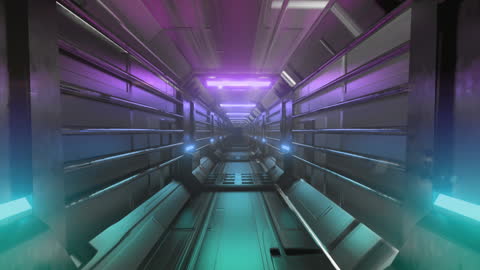 Futuristic Sci-Fi Tunnel with Neon Lights