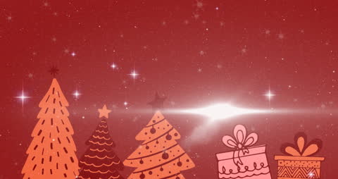 Festive Red Holiday Background with Animated Falling Snow