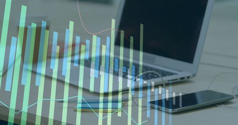 Financial data processing on laptop and smartphone