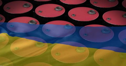 Oil Barrels Against Ukraine Flag Background Symbolizing Energy Crisis - Download Free Stock Images Pikwizard.com