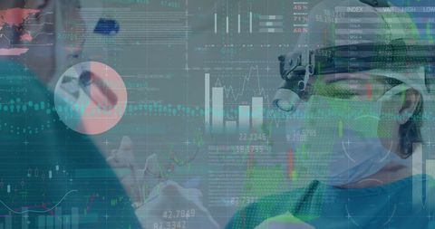 Global Medical Data Visuals Over Surgeons