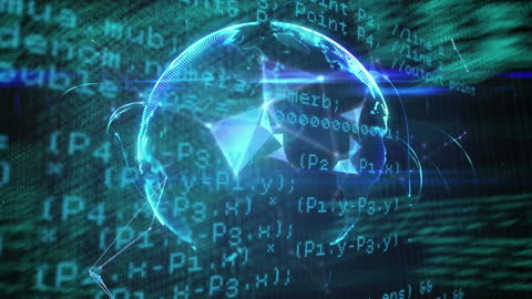 Digital Data Streams and Glowing Global Network