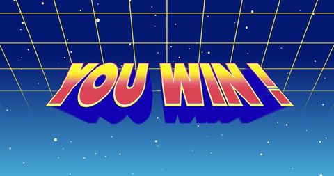 Retro you win sign with galactic background