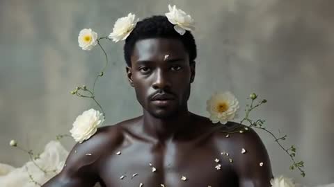 Serene Elegance: Model Adorned with Roses and Tulle