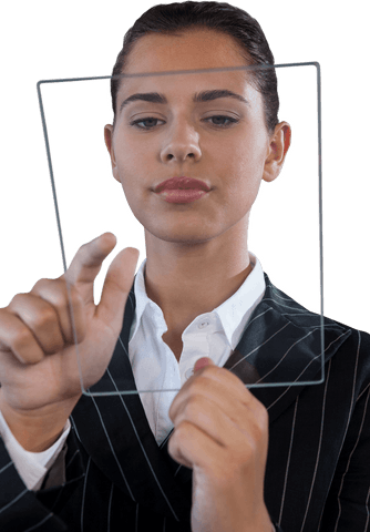young businesswoman interacting with transparent glass screen - Download Free Stock Videos Pikwizard.com