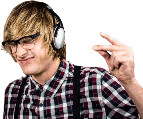 transparent hipster breton smiling in headphones listening to music - Download Free Stock Videos Pikwizard.com