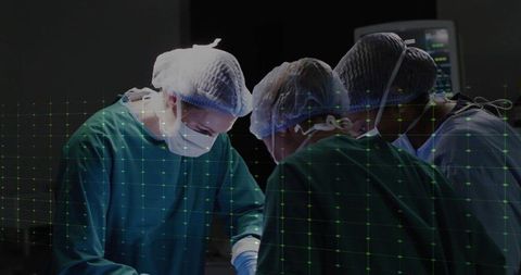 Surgeons operate with ar technology in high-tech operating room