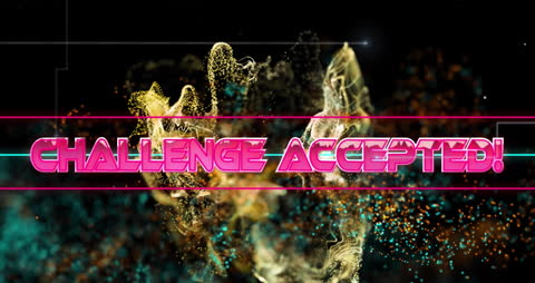 Challenge Accepted Message with Abstract Neon Shapes