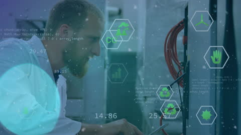 Businessman Using Smartphone in Connected Digital World