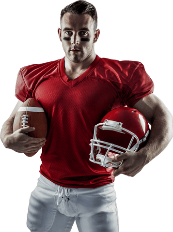 Confident American Football Player Wearing Red Jersey Transparent Background - Download Free Stock Videos Pikwizard.com