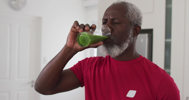 Senior Man Drinking Healthy Green Smoothie at Home - Download Free Stock Images Pikwizard.com