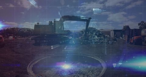 Heavy Machinery in Industrial Site with Digital Data Overlay - Download Free Stock Images Pikwizard.com