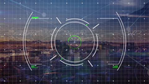 Futuristic Digital Interface Overlays Urban Landscape