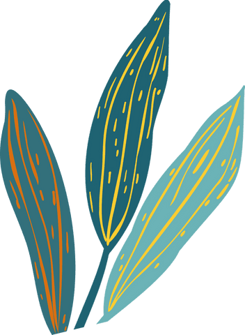 Minimalist botanical leaves with orange and yellow veins