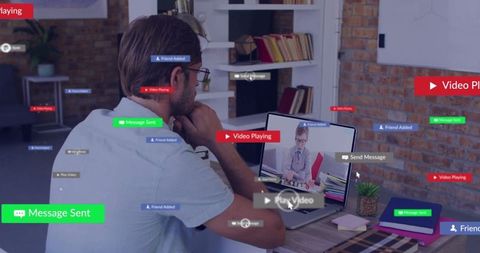 Professional Working at Home Office with Child on Video Call